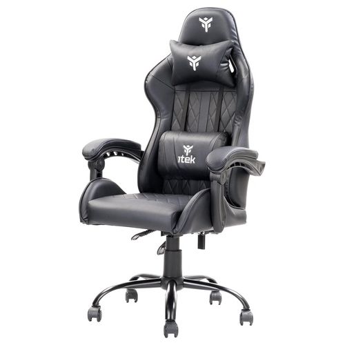itek Gaming Chair RHOMBUS PF10 - PVC, Doppio Cuscino, Schienale Reclinabile, Nero Nero