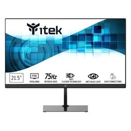 Itek Monitor GWF - 21.5'' Piatto, Risoluzione FHD 1920x1080, Pannello VA da 75Hz, Schermo 16:9, Collegamenti HDMI e VGA, Uscita Audio, LBL, Sottile, Senza Cornice