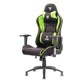 iTek PLAYCOM FM20 Sedia da Gaming Tessuto Doppio Cuscino Braccioli 2D Nero/Verde