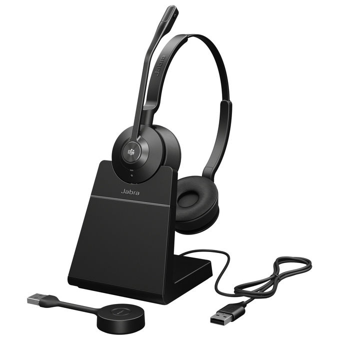 Jabra 9659-455-111 Cuffie Wireless Engage 55 SE Stereofonico Nero USB-A MS Con base