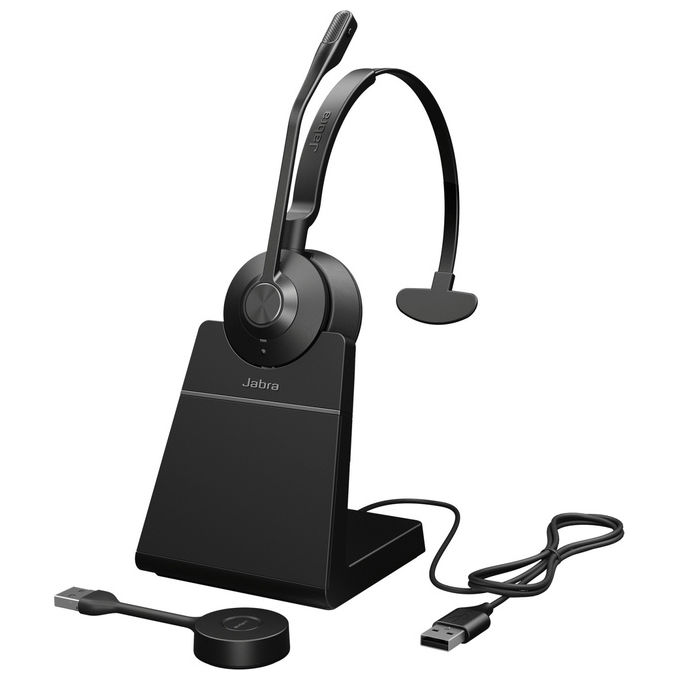 Jabra 9653-415-111 Engage 55 SE Cuffie Wireless Monoaurale Nero DECT USB-A con Base