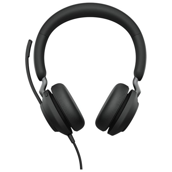 Jabra Evolve2 40 Cuffie Stereo Professionali Certificate UC e con Tecnologia di Chiamata a 3 Microfoni Cavo con Entrata Usb-C Nero