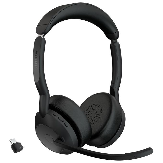 Jabra 25599-989-899 Evolve2 55 Auricolare Wireless A Padiglione con Bluetooth 5.2 Base di Ricarica USB Tipo C colore Nero