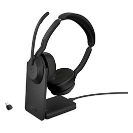 Evolve2 55 Auricolare con Cavo e Senza Cavo a Padiglione Ufficio Bluetooth Base di Ricarica Nero
