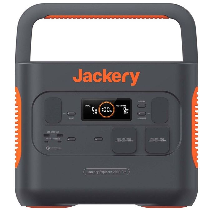 Jackery Centrale elettrica portatile Jackery Explorer 2000 PRO, Generatore solare da 2160Wh con uscite CA 2x230V/2200W, pacco batteria solare al litio mobile per campeggio