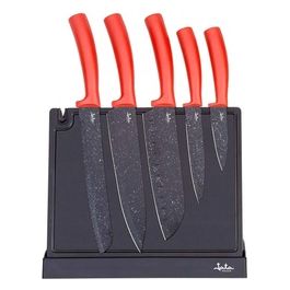 Hacc4502 Set di 5 Coltelli e Porta Coltelli Rosso/Nero