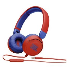 Jbl JR310 Cuffie per Bambini con Cavo e Limitatore di Volume Cuffie On Ear con Microfono e Filo Piatto Antigroviglio su un Lato Pieghevoli Leggere e Comode Rosso