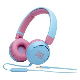 Jbl JR310 Cuffie per Bambini con Cavo e Limitatore di Volume Cuffie On Ear con Microfono e Filo Piatto Antigroviglio su un Lato Pieghevoli Leggere e Comode Blu