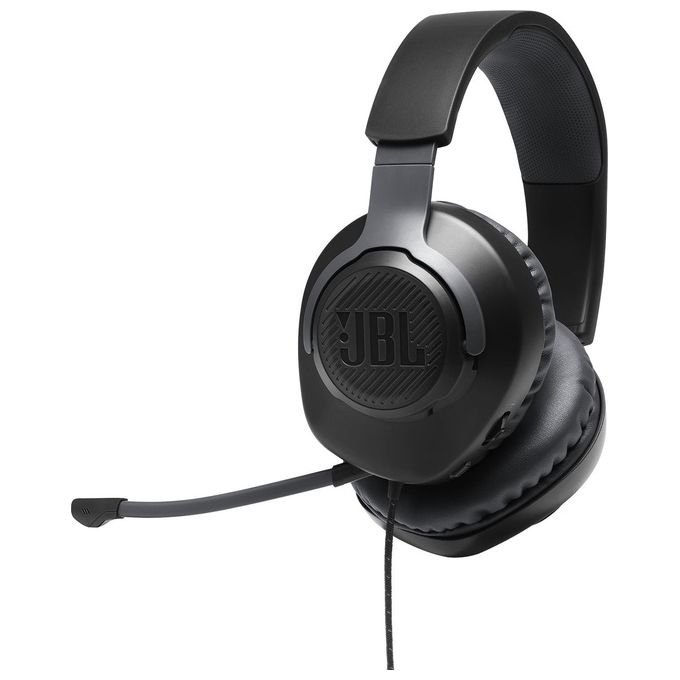 JBL Quantum 100 Cuffie Gaming Over Ear con Filo Headset da gioco con Microfono Boom Direzionale Rimovibile Compatibilita' su Ogni Piattaforma Colore Nero