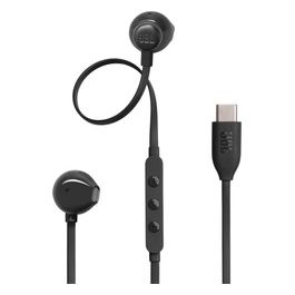 JBL Tune 305 C Auricolari USB-C ad Alta Risoluzione Audio con Cavo Piatto Antigroviglio Nero