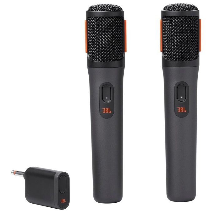 JBL Wireless Microphone Set con 2 Microfoni Wireless e Ricevitore Wireless UHF a 2 Canali Ricaricabile Pattern Polare Cardioide Compatibili con Diffusori PartyBox Incluse Batterie AA Nero