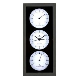 Orologio da Parete con Termometro e Igrometro Nero e Bianco