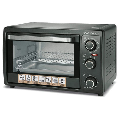 F25 Forno Elettrico Statico e Ventilato 25 L 1300 W 6 Funzioni Termostato 250°C Timer 60 min colore Nero