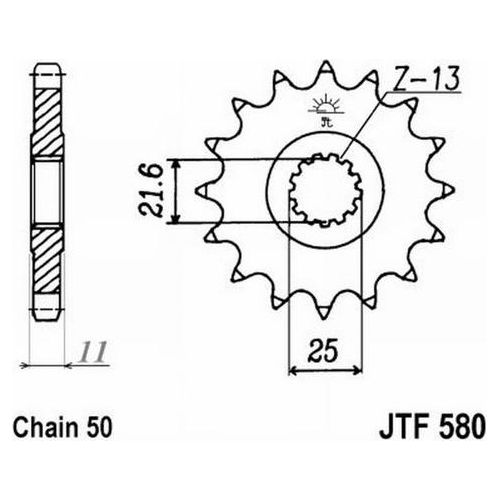 Jt JTF580.17RB Pignone 580 Z17Rb ammortizzato Yamaha YZF R Thunder Ace 1000 96-02; YZF R 750 99-01; FZR 750 89-95