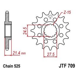 Jt JTF709.16 Pignone 709 Z16 Aprilia 750 Dorsoduro 07-16; 750 SL Shiver 07-16; 1200 Dorsoduro 11-16