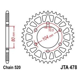 Jt Sprokets Corona alluminio 7075T6 Jta 478 Z44 