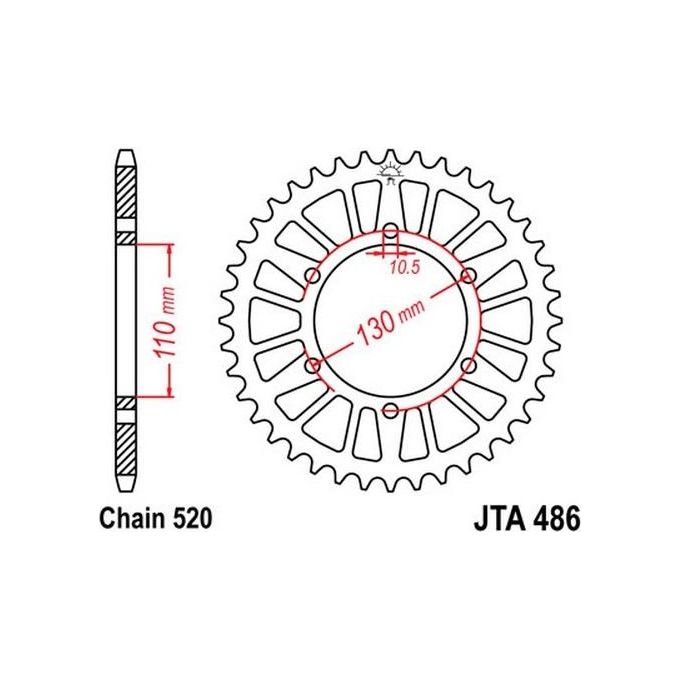 Jt Sprokets Corona alluminio 7075T6 Jta 486 Z46