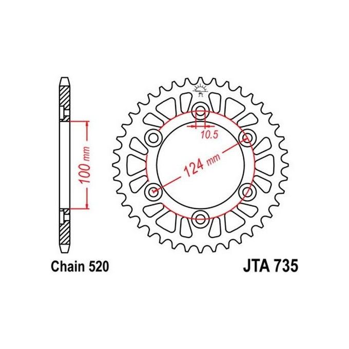 Jt Sprokets Corona alluminio 7075T6 Jta 735 Z41