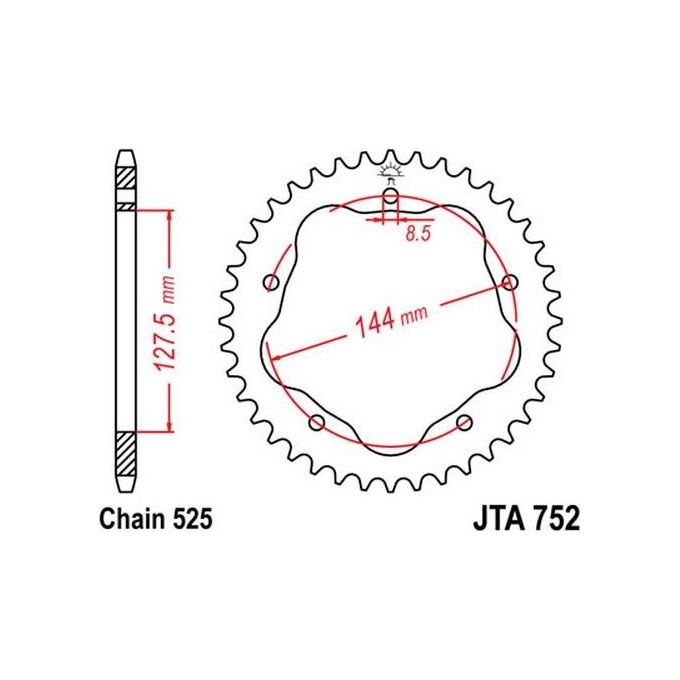 Jt Sprokets Corona alluminio 7075T6 Jta 752 Z38 Rich. Jta750B