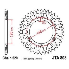 Jt Sprokets Corona alluminio 7075T6 Jta 808 Z52 