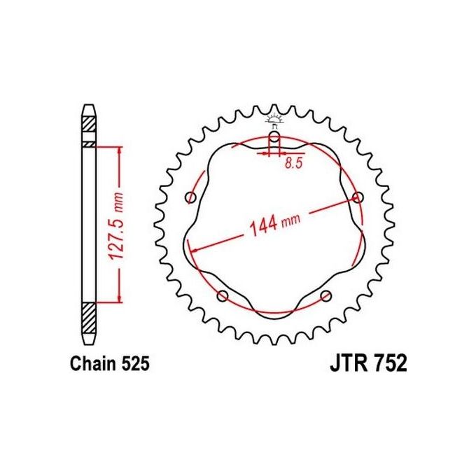 Jt Sprokets Corona Ducati Monster 1000 05; Multistrada 1000/1100 04-09; Hypermotard 08-09; 42 denti