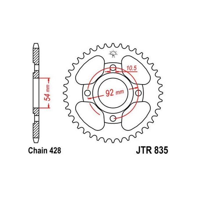Jt Sprokets Corona Yamaha 125 RDZ 87-89; 125 TZR 88-93; RD 12585-87; 45 denti