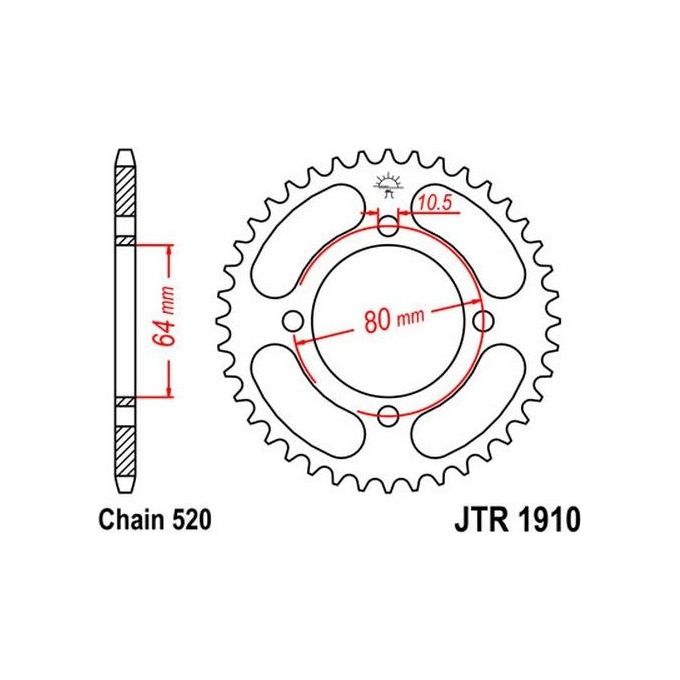 Jt Sprokets Corona Yamaha Quad YFM 125 Grizzly 04- 32 denti