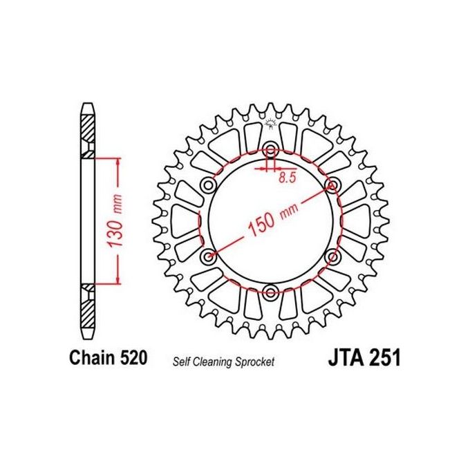 Jt Sprokets Corona Yamaha WR 250F 01-06 52 denti