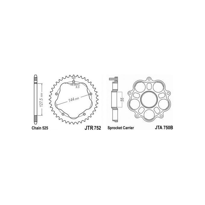 Jt Sprokets Kit Corona+Parastrappi Ducati 848 Evo 800/1100 Monster