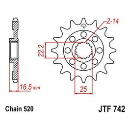 Jt Sprokets Pignone Ducati 848 Evo 08-15; 1098R/S 07-09; 1198R/S/SP 09-11 14 denti