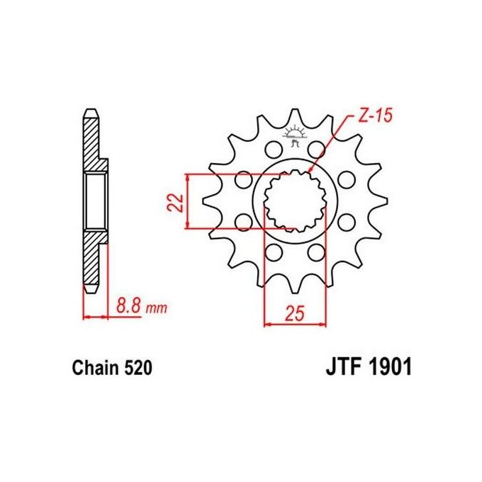 Jt Sprokets Pignone KTM 250/300/380/400/450/520/525/530 EXC 00-08 15 denti