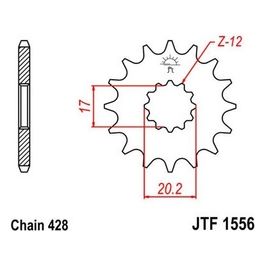 Jt Sprokets Pignone Yamaha TZR50 428 Chain conversion (ES version) 12 denti