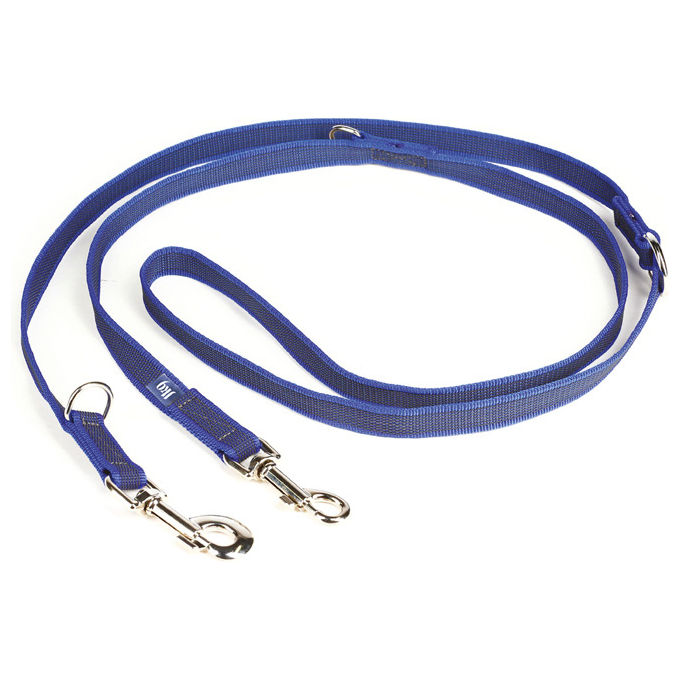 Julius-K9 Guinzaglio per cani regolabile Color e Gray Super-Grip L - 2 cm-Lunghezza max 220 cm Blu