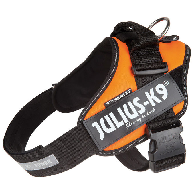 Julius-K9 Pettorina per cani IDC Powerharness Tg. 1 L - Tg. 1 (Circonferenza 63-85 cm Peso 23-30 Kg) Arancio Fluo