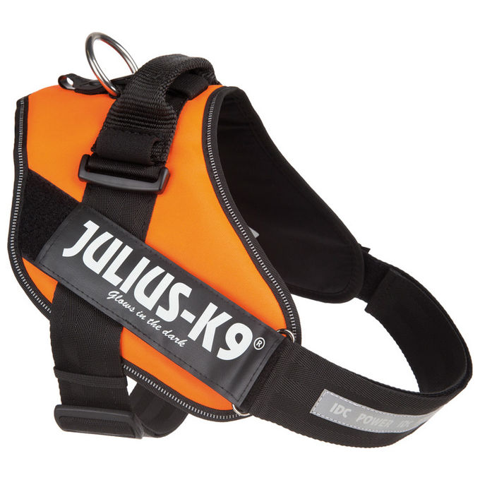 Julius-K9 Pettorina per cani IDC Powerharness Tg. 3 2XL - Tg. 3 (Circonferenza 82-115 cm Peso 40-70 Kg) Arancio Fluo