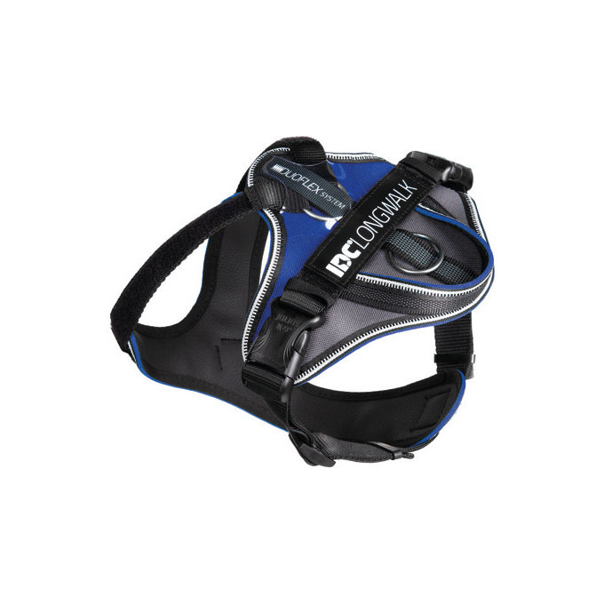 Julius-K9 Pettorina per cani IDC Longwalk Tg. S, M, L, XL, 2XL 2XL - (Circonferenza 80-96 cm Peso 32-41 Kg) Blu