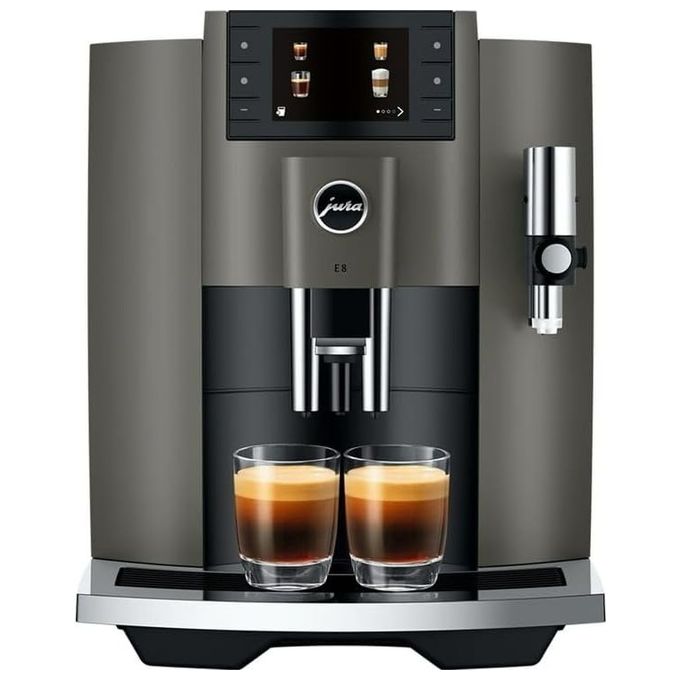 Image of JURA E8 Dark Inox - Macchina da caffe' automatica, 1,9 L, 15 bar, 1450 W, 17 specialita', macinacaffe' P.A.G.2, display da 3,5'', sistema cappuccino, Dark Inox
