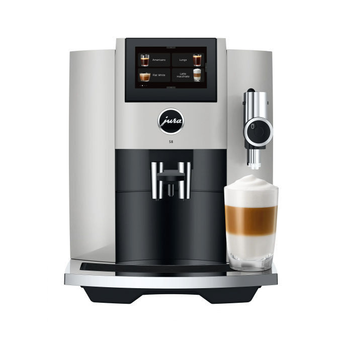 Image of JURA S8 Platino - Macchina da caffe' automatica, 1,9 L, 15 bar, 1450 W, 27 specialita', macinacaffe' Professional Aroma Grinder, display touch da 4,3'', funzione Sweet Foam, Platino
