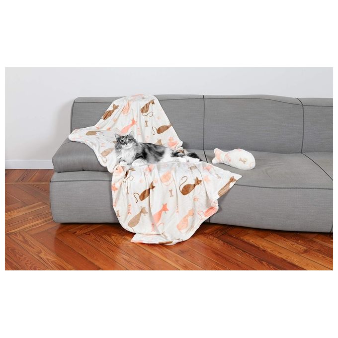 Image of LAVATELLI Kanguru Plaid Morbidissimo Set Coordinato con Pesce Imbottito Gatto per Coperte Calde e Confortevoli