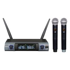 Kit Microfoni Set Doppio Palmare Uhf Nero e Grigio