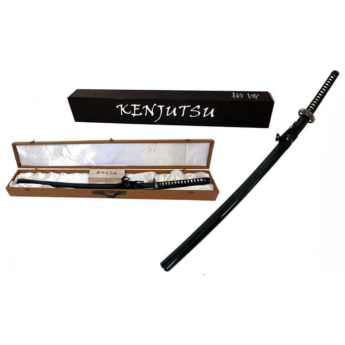 Kenjutsu, Katana da Pratica, Acciaio al Carbonio 1045, Modello 904, con Supporto e Kit Pulizia