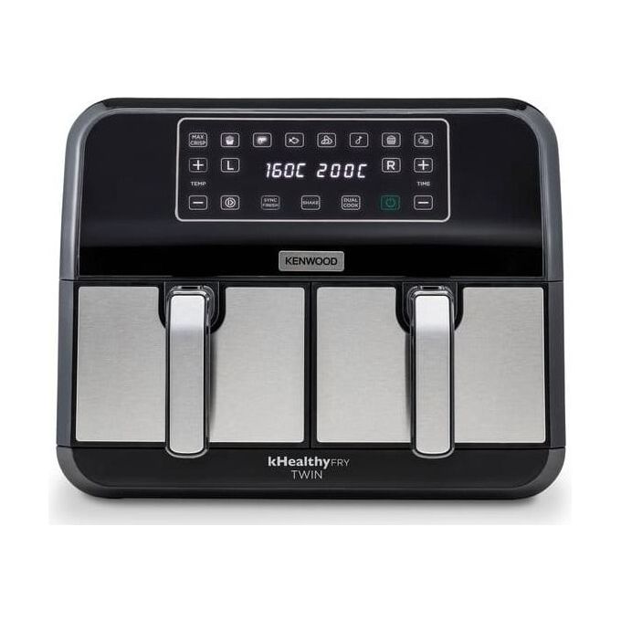 Kenwood HFM20.000MB kHealthy Fry Twin Friggitrice ad Aria Doppia 8 Litri 1700W 8 Programmi Nero Argento