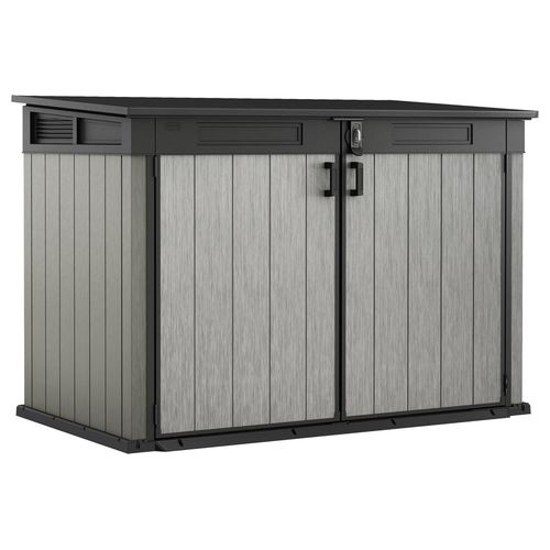 Grande Store Armadio Portattrezzi da Esterno in Resina 190,5x109x132,5h con Capacità di 2020 Litri in Colore Grigio