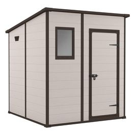 Casetta da Giardino Box Portattrezzi da esterno MANOR PENT 6X6 in resina 183,5x185x200,5h beige