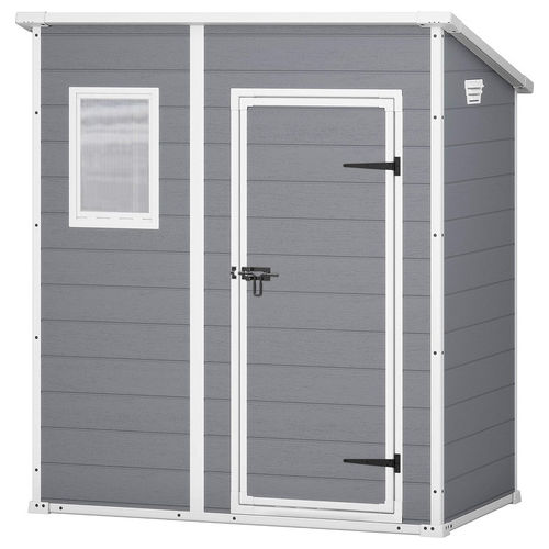 K217314 Manor Pent Casetta da Giardino in Resina Tetto Spiovente Pavimento Incluso 183.5x111x200.5 cm colore Grigio