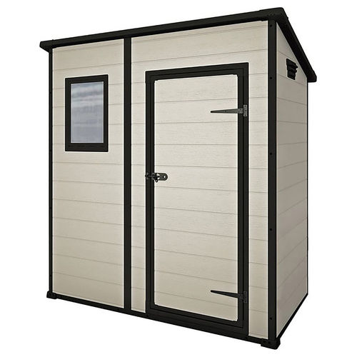 229790 Manor Pent Casetta da Giardino Addossata in Resina 183.5x111x200.5 cm Pavimento Incluso Lucchettabile colore Beige