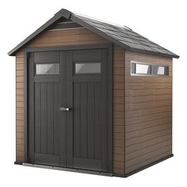 Casetta da Giardino Box Portattrezzi da esterno FUSION 757 in resina e legno 229,2x223,6x252,4h marrone