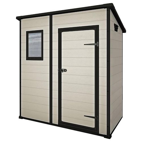 Casetta da Giardino Box Portattrezzi da esterno MANOR PENT 6X4 in resina 183,5x111x200,5h beige