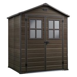Casetta da Giardino Box Portattrezzi da esterno SCALA 6X5 DD in resina 185x152x226h noce