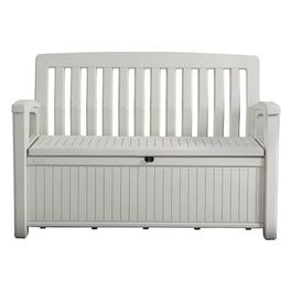 Cassapanca Patio Bench in Resina Bianco 132,7x61,2x89,5H cm 227 Lt per Arredo Esterno Resistente agli Agenti Atmosferici